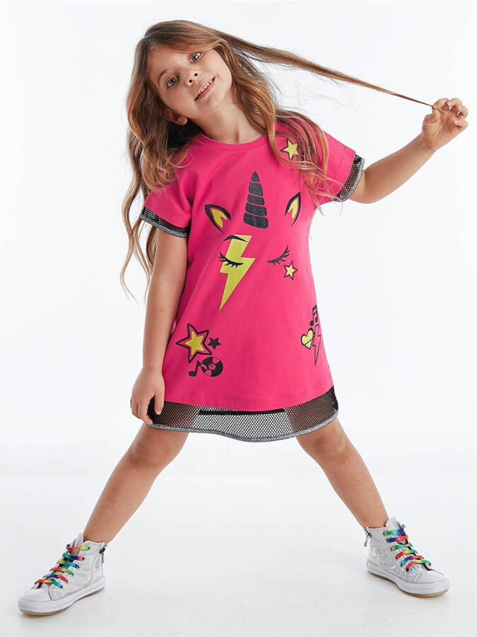 Unicorn Rock Fuchsia Girl Dress - 1