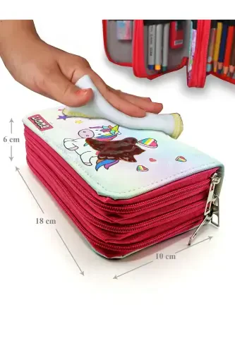 Unicorn Шекер Темалы Моделист Калем Кутусу Калемкуту Веган Дери Уч Бёлмели Калемлик-6ренкли - 6