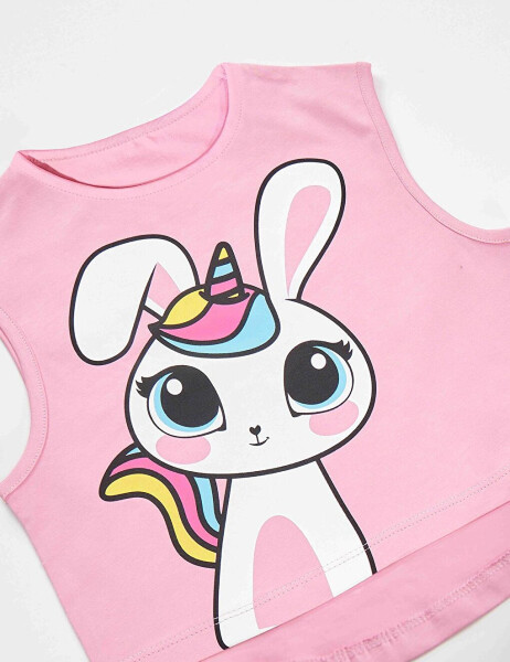 Unicorn Tavşan Kız Çocuk T-shirt Etek Takım - 10