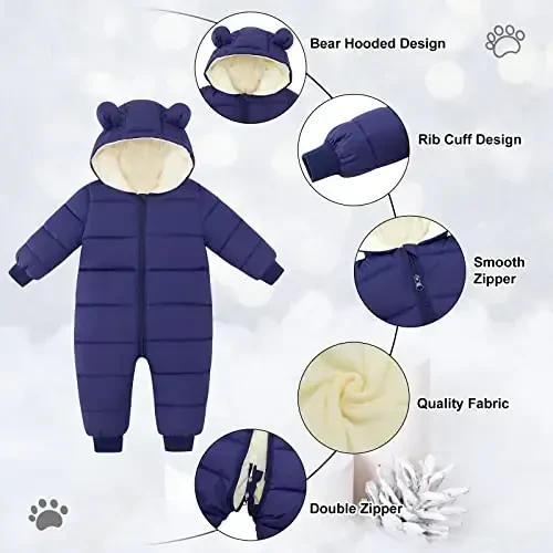 UNIFACO Baby Boys Snowsuit Newborn Baby Girls Winter Coat Toddler Clothes - 5