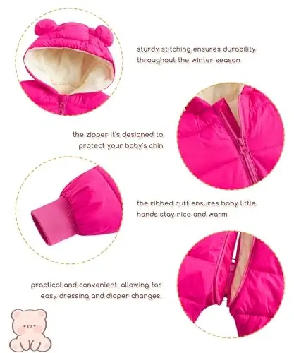 UNIFACO Baby Boys Snowsuit Newborn Baby Girls Winter Coat Toddler Clothes - 3