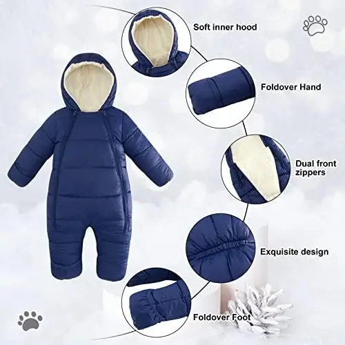 UNIFACO Baby Boys Snowsuit Newborn Baby Girls Winter Coat Toddler Clothes - 6