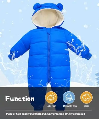 UNIFACO Baby Boys Snowsuit Newborn Baby Girls Winter Coat Toddler Clothes - 4