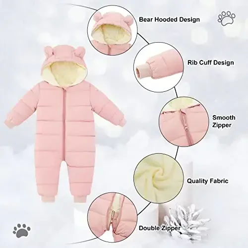 UNIFACO Baby Boys Snowsuit Newborn Baby Girls Winter Coat Toddler Clothes - 5