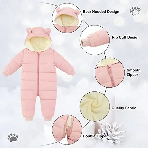 UNIFACO Baby Boys Snowsuit Newborn Baby Girls Winter Coat Toddler Clothes - 5
