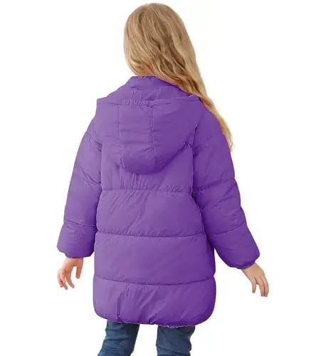UNIFACO Girls Qishki Palto Kapüşonlu Puffer Kurtkalar O'rta Uzunlikdagi Pastga o'xshash Paxta Palto Qor Tashqi Kiyim 5-12Y - 1