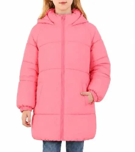 UNIFACO Girls Winter Coat Fleece Lined Long Hooded Puffer Jacket 5-12Y | Windproof and Heavyweight, Warm Longline Coverage with Arctic Fleece and High Collar, for School, Travel and Outdoor Play - UNIFACO