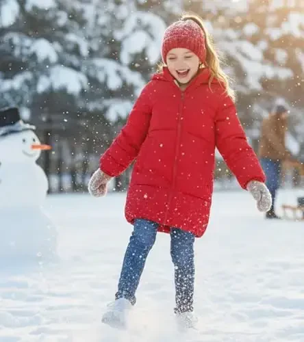 UNIFACO Girls Winter Coats Hooded Puffer Jackets Medium Length Down-like Cotton Coats Snow Outwear 5-12Y - 5