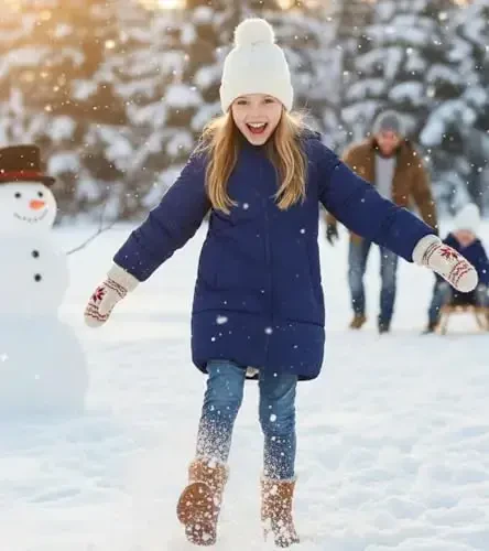 UNIFACO Girls Winter Coats Hooded Puffer Jackets Medium Length Down-like Cotton Coats Snow Outwear 5-12Y - 5