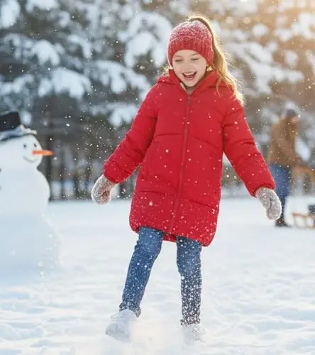 UNIFACO Girls Winter Coats Hooded Puffer Jackets Medium Length Down-like Cotton Coats Snow Outwear 5-12Y - 5