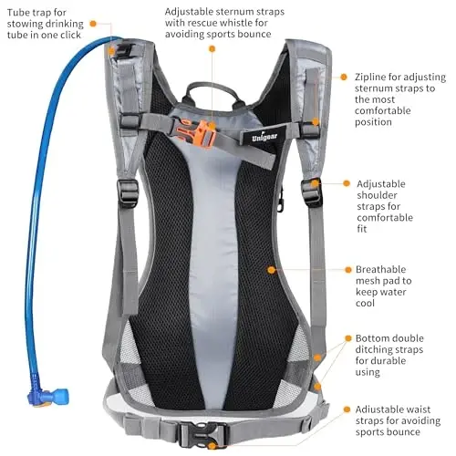 Unigear Hydration Pack Backpack with 2L Water Bladder for Hiking & Cycling | Lightweight Water Backpack For Running, Biking, Climbing And Camping, 70 Oz Bladder, Hydration Backpack For Hiking - 3