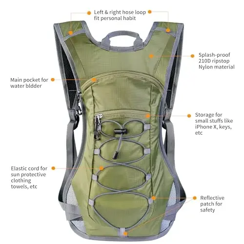 Unigear Hydration Pack Backpack with 2L Water Bladder for Hiking & Cycling | Lightweight Water Backpack For Running, Biking, Climbing And Camping, 70 Oz Bladder, Hydration Backpack For Hiking - UNIGEAR (1)