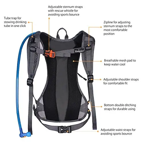 Unigear Hydration Pack Backpack with 2L Water Bladder for Hiking & Cycling | Lightweight Water Backpack For Running, Biking, Climbing And Camping, 70 Oz Bladder, Hydration Backpack For Hiking - 3