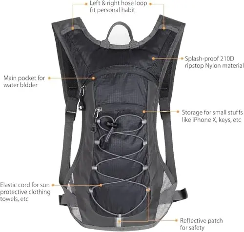 Unigear Hydration Pack Backpack with 70 oz 2L Water Bladder for Running, Hiking, Cycling, Climbing, Camping, Biking - 2