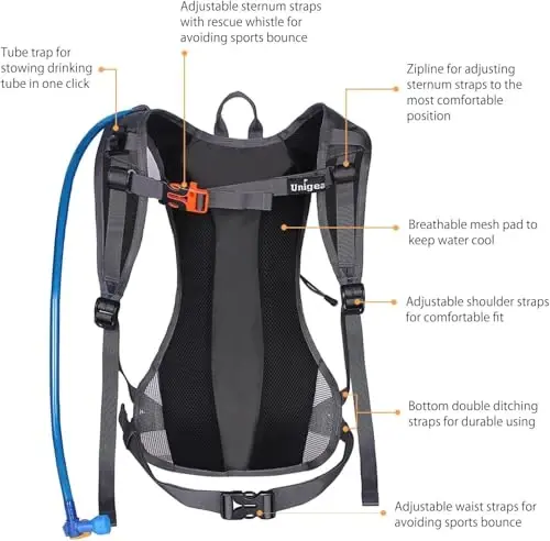 Unigear Hydration Pack Backpack with 70 oz 2L Water Bladder for Running, Hiking, Cycling, Climbing, Camping, Biking - 3