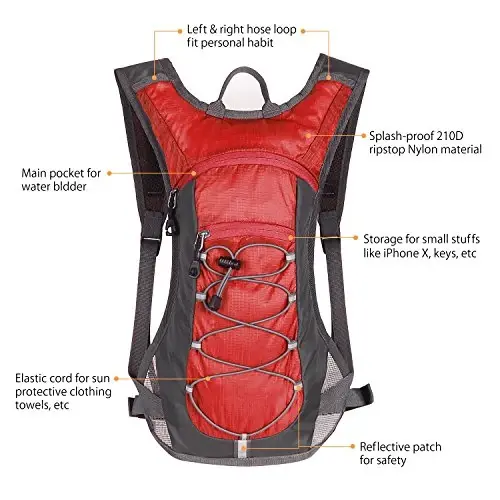 Unigear Hydration Pack Backpack yugurish, piyoda sayr qilish, velosipedda yurish, toqqa chiqish, camping, velosipedda sayr qilish uchun 70 oz 2L suv qopi bilan - 2