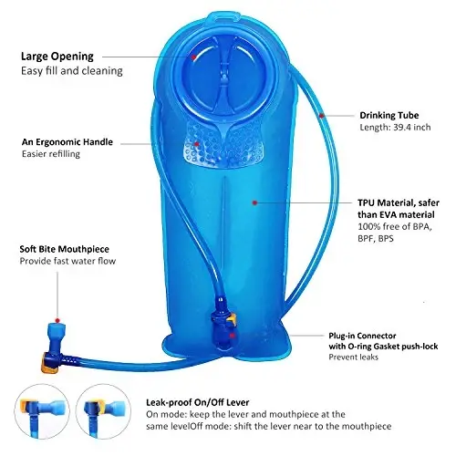 Unigear Hydration Pack Backpack yugurish, sayohat, velosipedda yurish, toqqa chiqish, camping, velosipedda sayr qilish uchun 70 oz 2L suv qopi bilan - 4