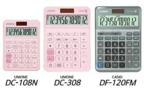 UNIONE Big Size Calculator with a Bright LCD, Dual Power Handheld Desktop. Color. Business, Office, High School 5×7in (WHITE) - 7