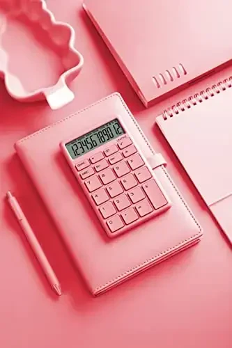 UNIONE Pocket & Desktop Beige Calculator with a Bright LCD, Dual Power Handheld Desktop. Color. Business, Office, High School - 4