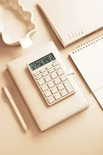 UNIONE Pocket & Desktop Beige Calculator with a Bright LCD, Dual Power Handheld Desktop. Color. Business, Office, High School - 5