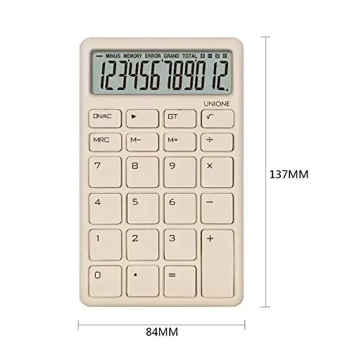 UNIONE Pocket & Desktop Beige Calculator with a Bright LCD, Dual Power Handheld Desktop. Color. Business, Office, High School - 3