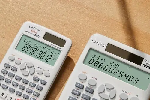 UNIONE Desktop (4.3 x 7inch) Scientific Calculator with 2-Line Display, 12-Digit LCD, Basic Caculator for Middle and High School Students College School Supplies (White-1) - 2