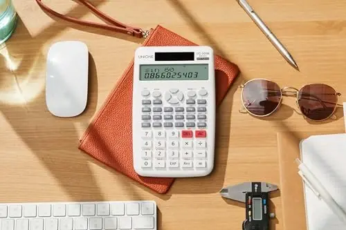 UNIONE Desktop (4.3 x 7inch) Scientific Calculator with 2-Line Display, 12-Digit LCD, Basic Caculator for Middle and High School Students College School Supplies (White-1) - 3