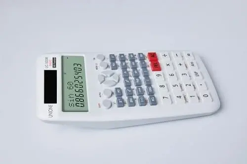 UNIONE Desktop (4.3 x 7inch) Scientific Calculator with 2-Line Display, 12-Digit LCD, Basic Caculator for Middle and High School Students College School Supplies (White-1) - 5