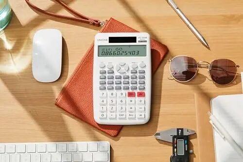 UNIONE Desktop (4.3 x 7inch) Scientific Calculator with 2-Line Display, 12-Digit LCD, Basic Caculator for Middle and High School Students College School Supplies (White-1) - 3