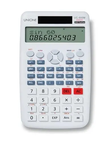 UNIONE Desktop (4.3 x 7inch) Scientific Calculator with 2-Line Display, 12-Digit LCD, Basic Caculator for Middle and High School Students College School Supplies (White-1) - UNIONE
