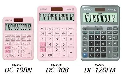 UNIONE Katta Hajmli Kalkulyator, Yorqin LCD, Ikkilik Quvvatli Qo'l Desktop. Rangi. Biznes, Ofis, O'rta Maktab 5×7in (OQ) - 7