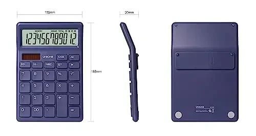 UNIONE Desktop Navy Calculator with a Bright LCD, Dual Power Handheld Desktop. Color. Business, Office, High School, 4×6 inch - UNIONE (1)