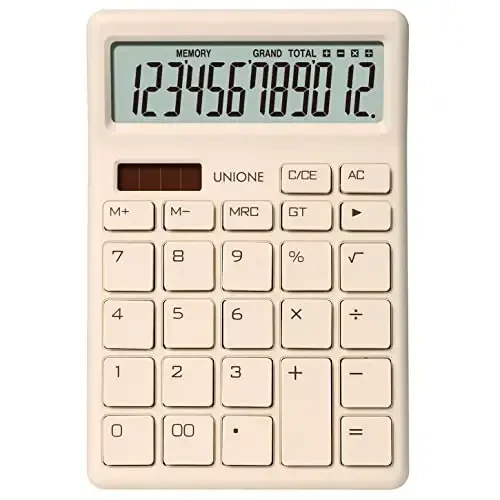 UNIONE Desktop Navy Calculator with a Bright LCD, Dual Power Handheld Desktop. Color. Business, Office, High School, 4×6 inch - 6