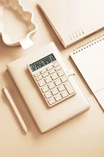 UNIONE Pocket & Desktop Beige Calculator with a Bright LCD, Dual Power Handheld Desktop. Color. Business, Office, High School - 5