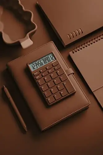 UNIONE Pocket & Desktop Beige Calculator with a Bright LCD, Dual Power Handheld Desktop. Color. Business, Office, High School - 7