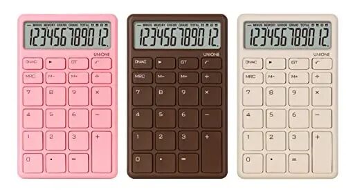 UNIONE Pocket & Desktop Pink Calculator with a Bright LCD, Dual Power Handheld Desktop. Color. Business, Office, High School - 2