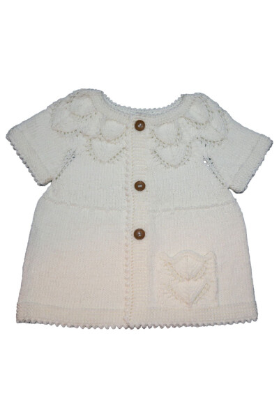 Unique Baby Hand-Knitted Pocket Cardigan with Openwork - AYKIR I BEBE