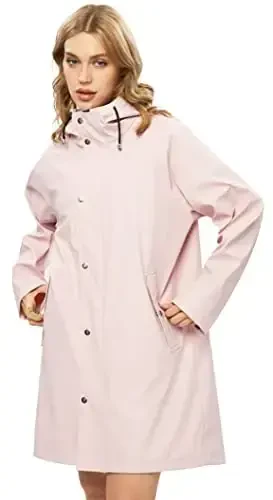 UNIQUEBELLA Rain Jackets for Women Waterproof, Raincoat Long Hooded Rain Coats Outdoor Windbreaker Trench Coat - 1