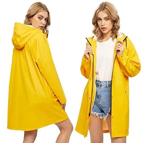 UNIQUEBELLA Rain Jackets for Women Waterproof, Raincoat Long Hooded Rain Coats Outdoor Windbreaker Trench Coat - UNIQUEBELLA (1)