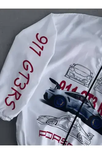 Унисекс Белый Prsh Цифровой Дизайн С Принтом На Молнии Ветровка И Ветровка-Белый - RICHARLISON (1)