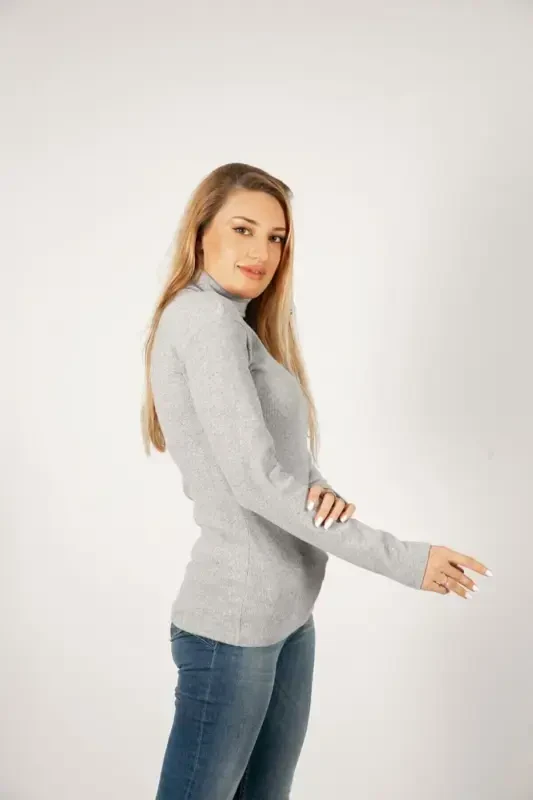 Унисекс Цена Хлопковый Рыбацкий Воротник на Шерстяной Подкладке Slimfit Водолазка - ТЕМНО-КОФЕЙНЫЙ ЦВЕТ - GENEL MARKALAR