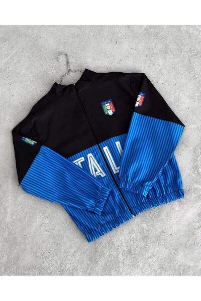 Унисекс черная непромокаемая ветровка & дождевик с принтом ITALIA - RICHARLISON