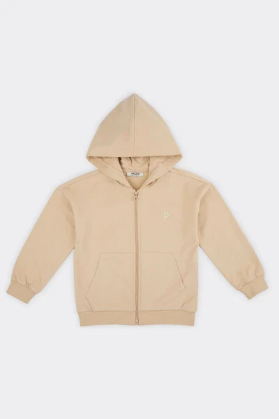 Унисекс Детский Бежевый Свитшот на Молнии - PANÇO