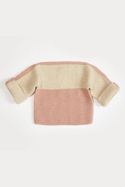 Унисекс детский свитер розовый экрю - MINIMUNDOORGANIC (1)