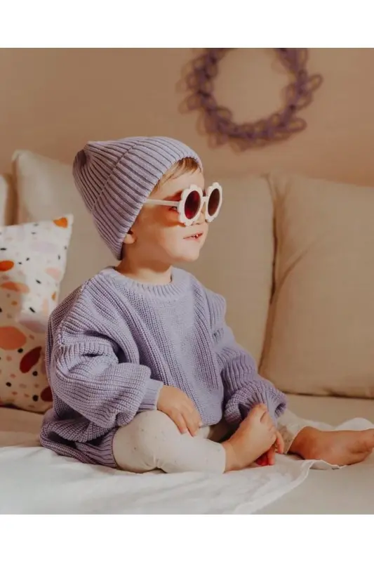 Унисекс детский свитер с воротником-гольфом в стиле оверсайз из трикотажа 6 месяцев - 5 лет - 2