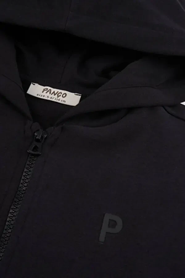 Унисекс детский толстовка с молнией черного цвета - 3