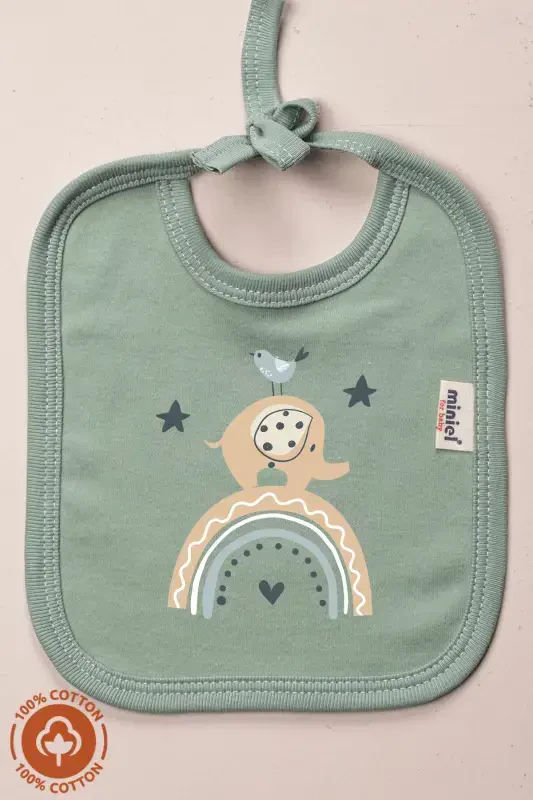 Унисекс Детский Трикотажный Органический Хлопковый Нагрудник для Новорожденных с Принтом Слона 0-3 Месяца, Набор из 3 Штук - 4