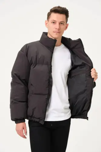 Унисекс Дождевик Ветрозащитный Бомбер Oversize Куртка Пальто Водонепроницаемый-АНТРАЦИТ - 3