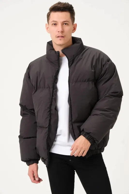 Унисекс Дождевик Ветрозащитный Бомбер Oversize Куртка Пальто Водонепроницаемый-АНТРАЦИТ - 4