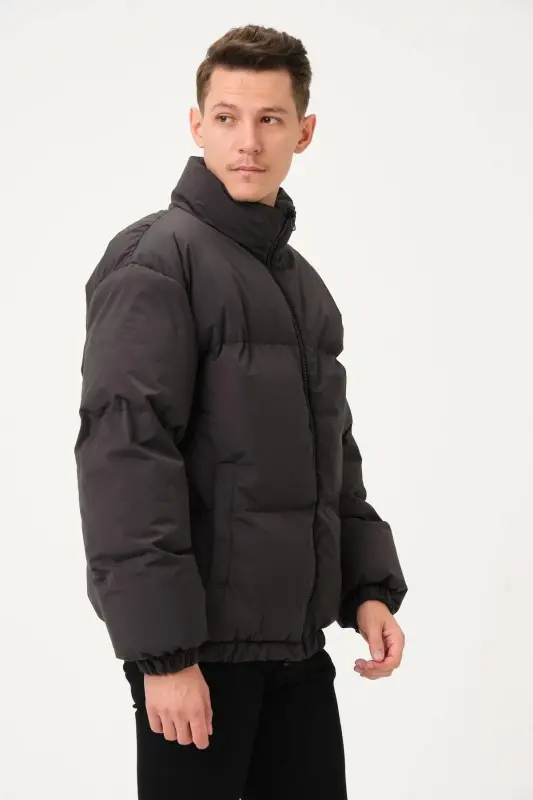 Унисекс Дождевик Ветрозащитный Бомбер Oversize Куртка Пальто Водонепроницаемый-АНТРАЦИТ - 5